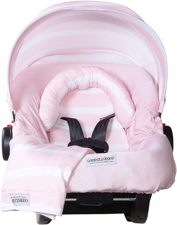 Carseat Canopy 5 pc Whole Caboodle Jersey Stretch - Pink Stripes