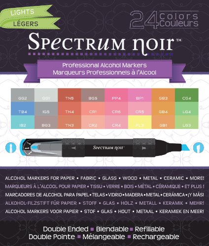 Crafter's Companion Spectrum Noir Markers-24 pc-Lights Alcohol Marker Set