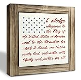 Americana Decor Wooden Sign, Patriotic American Flag Pledge of Allegiance Plaque, 4th of July Decorations Indoor, Memorial Day Home Decor, Rustic USA Wall Art Gift