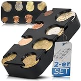 Münzbox - 2er-Set Euro - Münzsortierer mit Schnell-Fixierung, Münzspender für im Auto, münzen aufbewahrun - kleingeld sortierer- aus Kunststoff