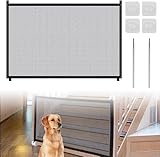 DASIAUTOEM Türgitter Hunde, Türschutzgitter Kinder 110x78cm Treppenschutzgitter mit 4 Klebehaken, Treppenschutzrollo Türgitter Absperrgitter, Einziehbares Ausziehbare Hundebarrieren für Baby, Haustier