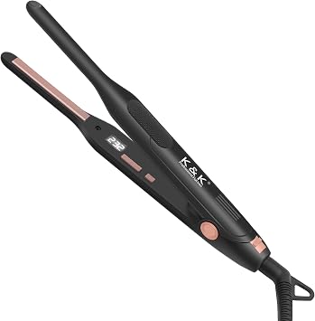 K&K 0.3 Inch Mini Pencil Hair Straightener with UK Plug for Short Hair