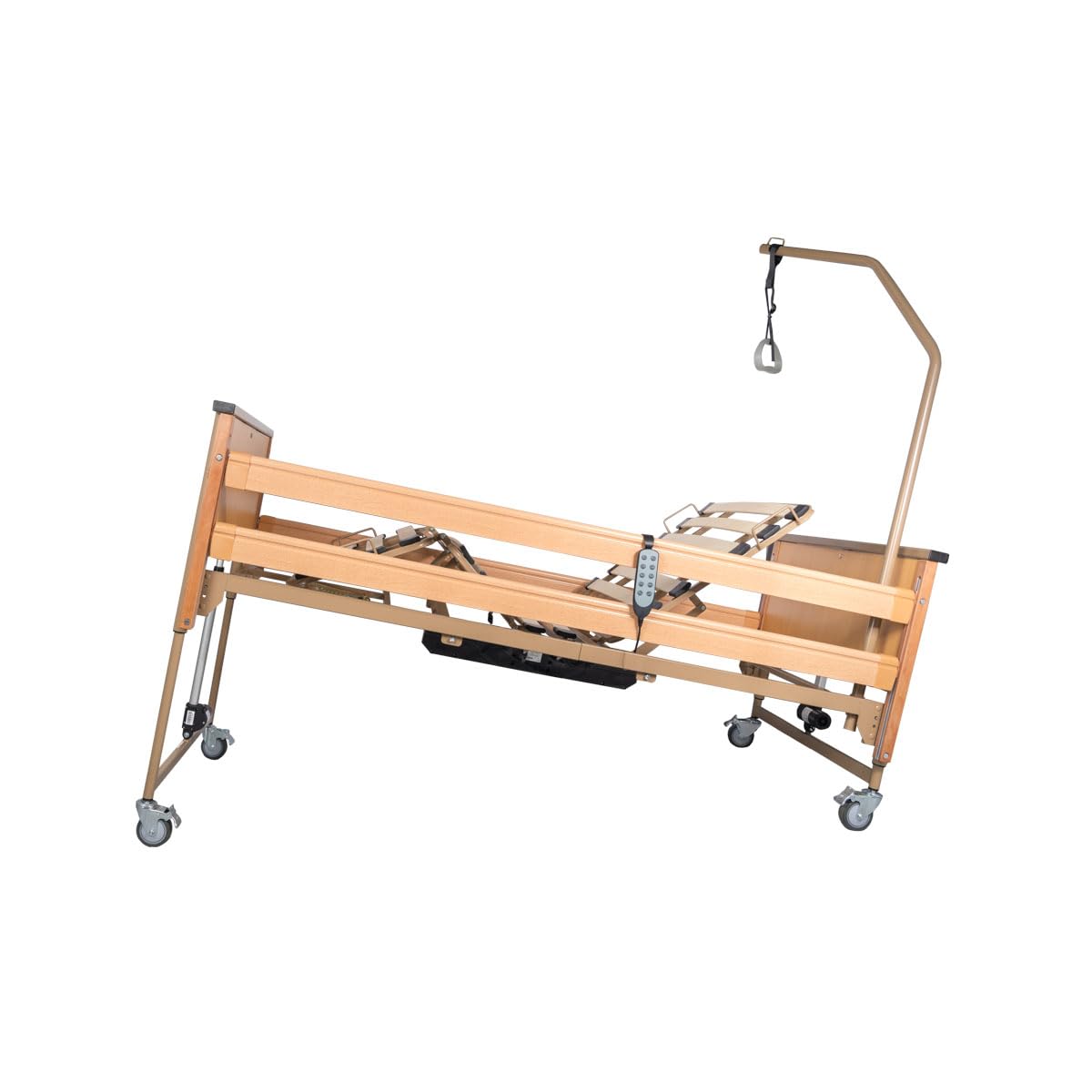 Ausilium Virgo Letto Ospedaliero Elettrico Pieghevole Metallo Legno Ruote Freni Elevazione Elettrica