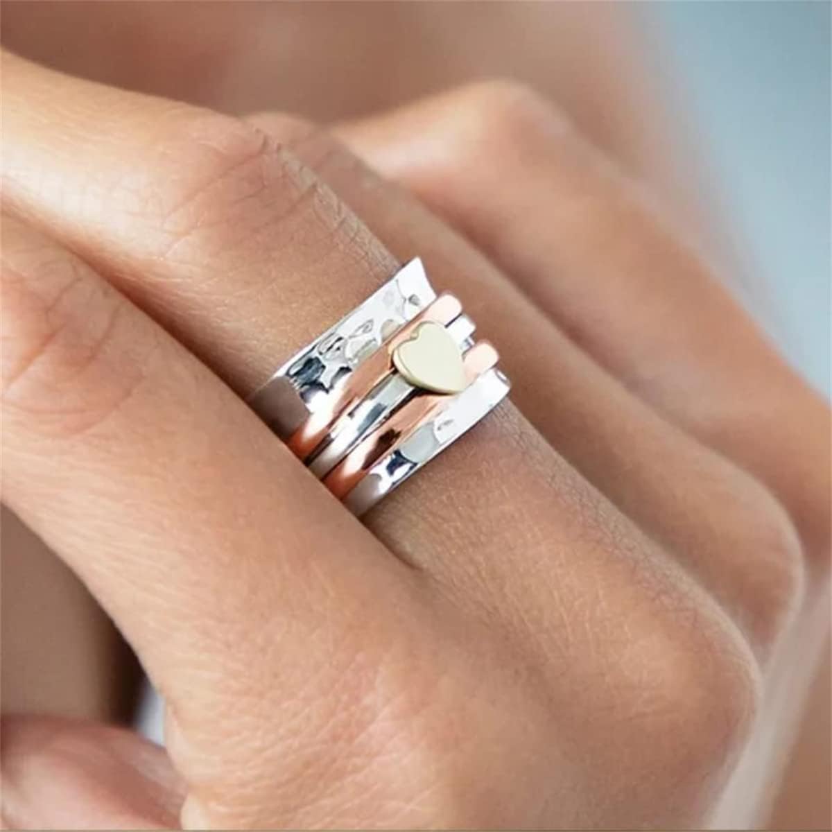 Rotating Anxiety Relief Heart Ring.Spinners Band Rings Multiple Sizes Ring Love Ring Fashion Jewelry Gifts for Women