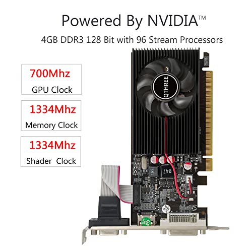 QTHREE NVIDIA GT 730 4GB Graphics Card,DDR3,128-Bits,Video Card for PC,PCI Express x16,DVI-I,HDMI,VGA,Low Profile Computer GPU,DirectX 11,Support 2K by QTHREE - Used condition - Image 2