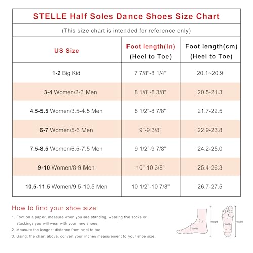 Stelle Leather Half Soles Dance Shoes Womens Lyrical Pirouette Turners Dance Shoes for Turning (Girls/Boys/Men/Adult) (Tan, 6/7)