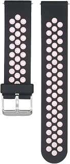 Yaazero 22mm Watch Band Soft Silicone Quick-Release Strap with Buckle Breathable Watchband Wristband Compatible wit 22mm Smart/Traditional Watch Black+Pink