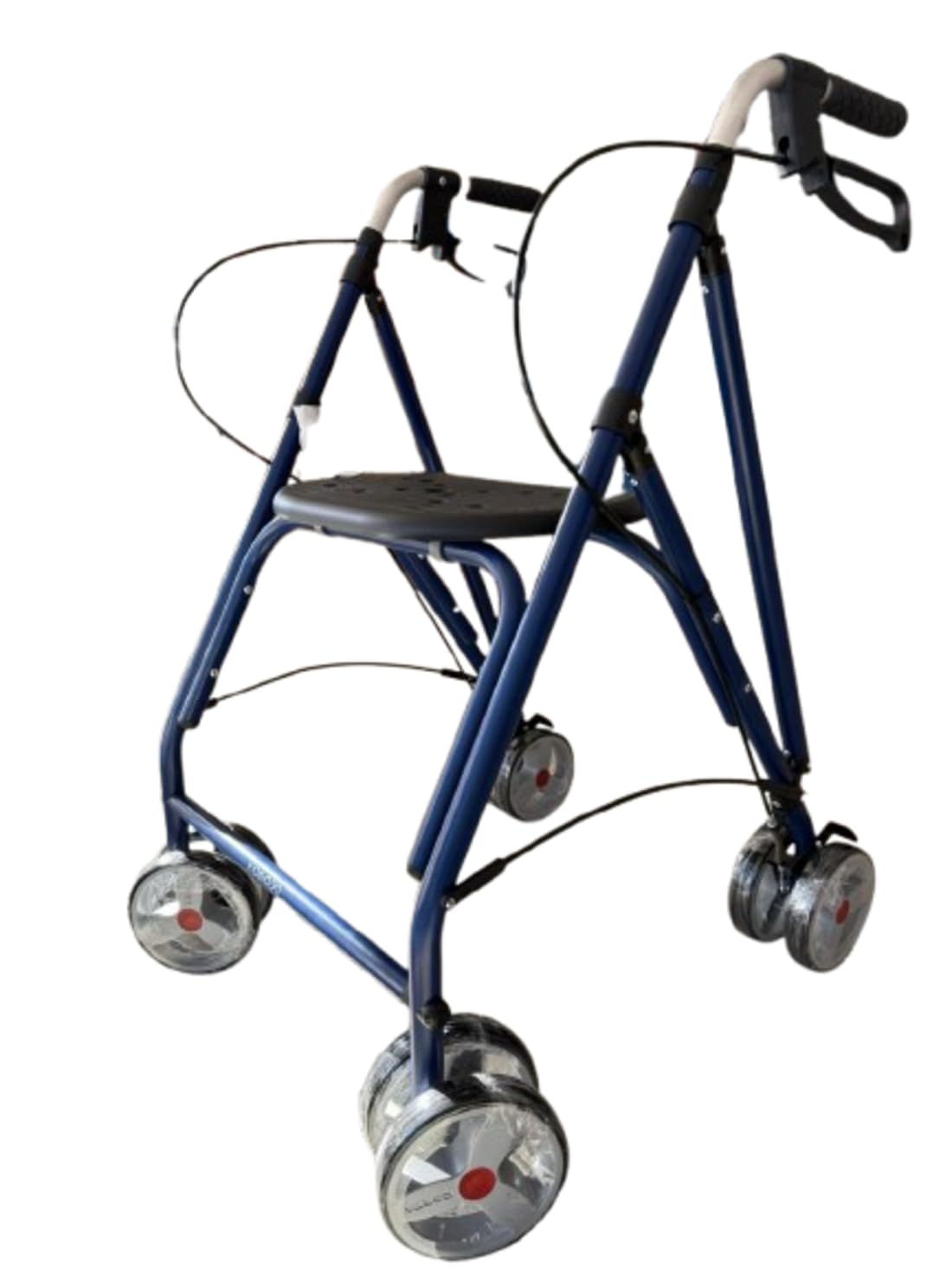 Andador plegable con ruedas giratorias y frenos, de aluminio, plegable, para adultos, azul