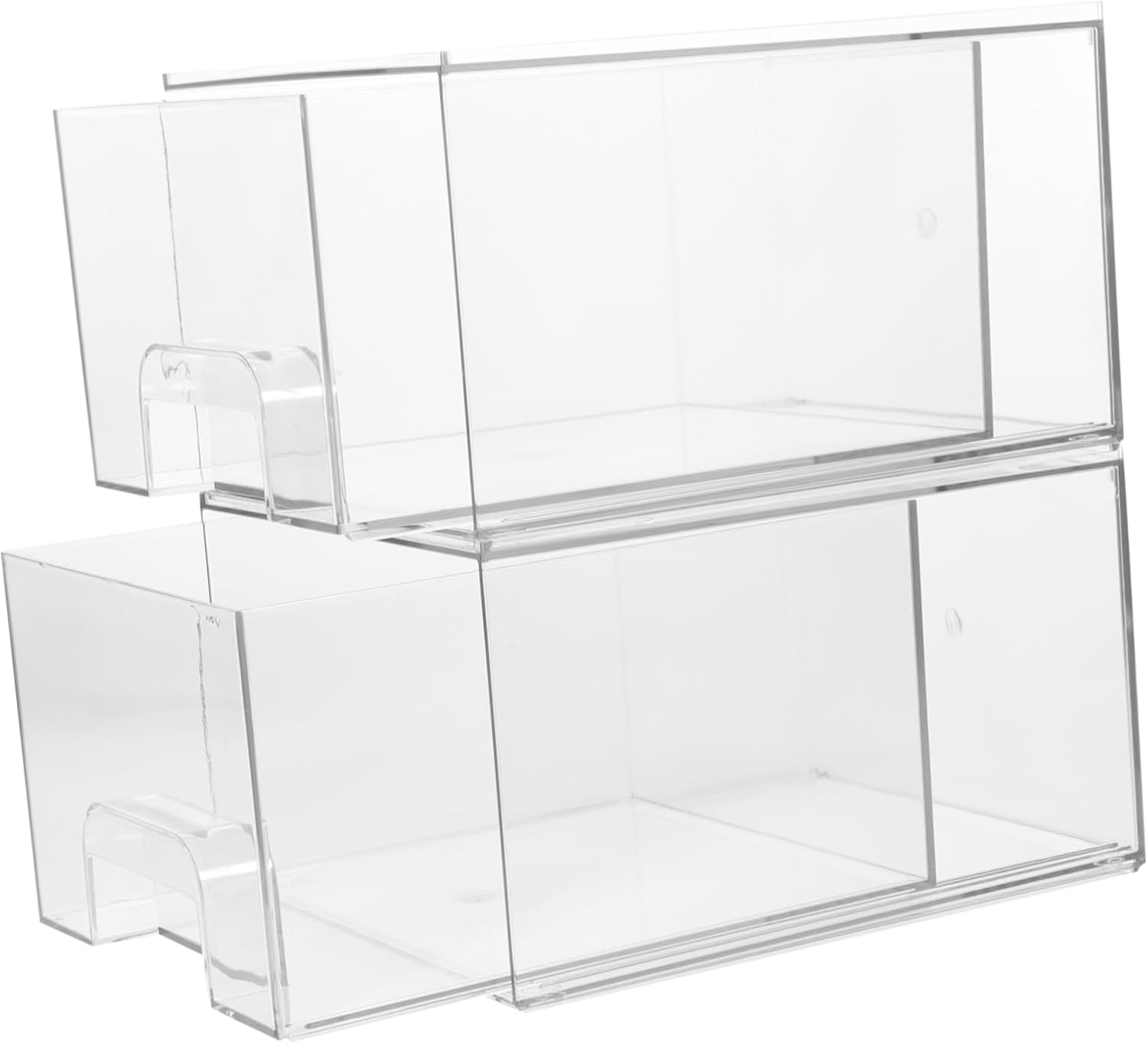 2pcs Makeup Case Organizer Drawer Style Storage Box Desk Top Cosmetic Display Case