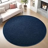 Nuttumico Ultra Soft Round Area Rugs for Living Room Bedroom, 4x4 Feet Navy Blue Washable Non-Slip Indoor Rugs, Thickened Memory Foam Modern Indoor Circle Carpet for Boys Girls Room Home Decor