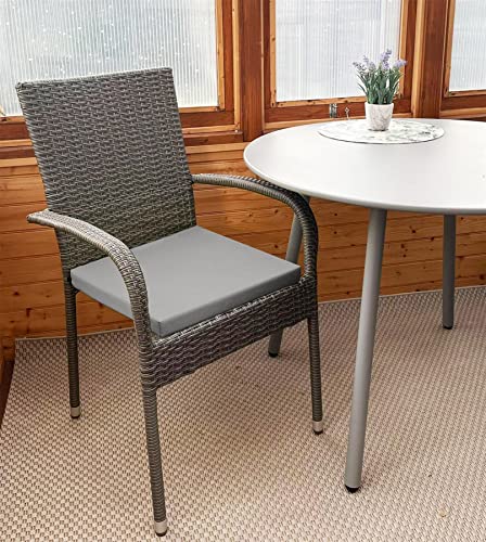 Roseley Waterproof Chair Cushion With Ties Outdoor Seat Pad Removable Water-Resistant Cover Durable Comfy Patio Garden Lawn Seating [Grey, 50 x 44 x 4cm]