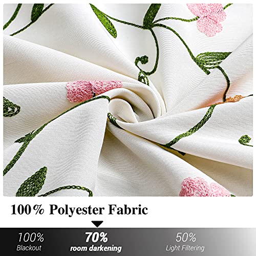 Wubodti Beige Kitchen Curtains Tie Up Balloon Shades 63 Inch Length, Room Darkening Cream Embroidered Floral Curtain Valance For Small Windows Bedroom Living Room Farmhouse Bathroom Home Decor #TOP5