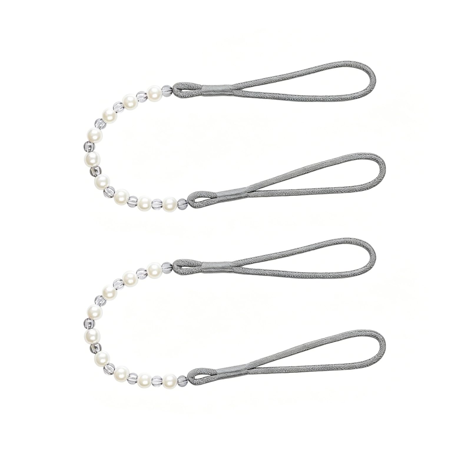 Shensuii 2 Pcs Curtain Tie Backs, Pearl Curtain Tied Rope, Elegant Tie Backs for Curtains, 72cm Grey Curtains Ties Backs for Home Hotel Office Window Drapery Decoration Accessories