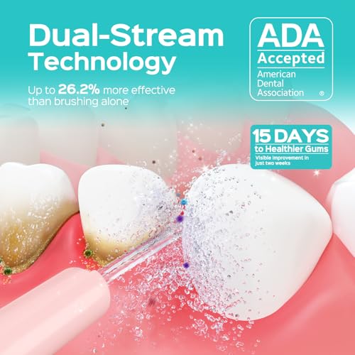 Image of COSLUS ADA Accepted C50 Water Dental Flosser, 4 Modes 5 Intensity Levels | Professional Water Teeth Pick for Braces, Orthodontics & Sensitive Gums, Compact Cordless for Family Home Travel,Pink