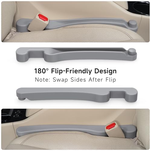 Image of Car Seat Gap Filler Set of 2, 3IN1 Seat Side Gap Filler Plug with Storage Slot & Hook Function, Soft Foam Universal Fit Car SUV Truck Fill Gap Between Seats Console Organizer（Narrow Light Gray ）