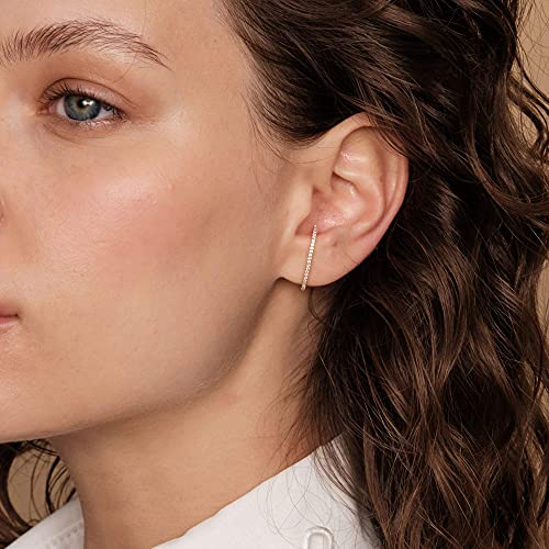 Pavoi 14K Yellow Gold Plated Minimalist Cz Ear Lobe Cuff Stud Earrings #TOP1