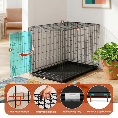 Image of BestPet | Dog Crate | 48 inch | Black | Foldable Metal Kennel with Single Doors