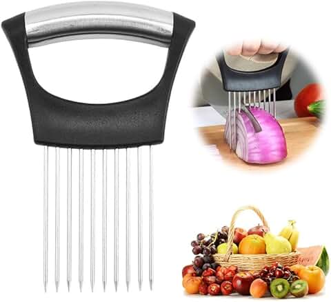 2026 Upgraded Onion Holder for Slicing, New Stainless Steel Onion Slice Holder Lemon Slicer Vegetable Cutter, Kitchen Chopper Slicing Assistant Tool for Meat, Onion, Potato, Tomato (1 Pack)