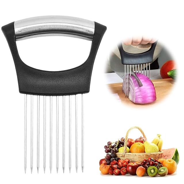 2026 Upgraded Onion Holder for Slicing New Stainless Steel Onion Slice Holder Lemon Slicer Vegetable Cutter Kitchen Chopper