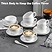 DeeCoo 11 oz White Cappuccino Mug- Large Ceramic Coffee Cup with Saucer - Microwave and Dishwasher Safe, Perfect For Tea, Espresso, Latte - Porcelain Set for Kitchen or Cafe, Baristas, Great Gift