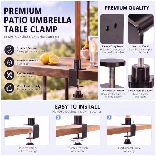 Jhanw Heavy Duty Adjustable Desk & Umbrella Pole Clamps, 2-Pack #TOP5
