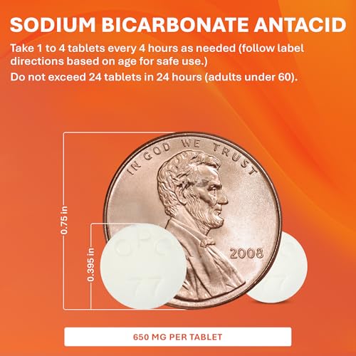 Rugby Sodium Bicarbonate 650 mg Antacid Tablets - Relief for Heartburn, Sour Stomach & Indigestion, 1000 Count (1-Pack) - Thumbnail 4