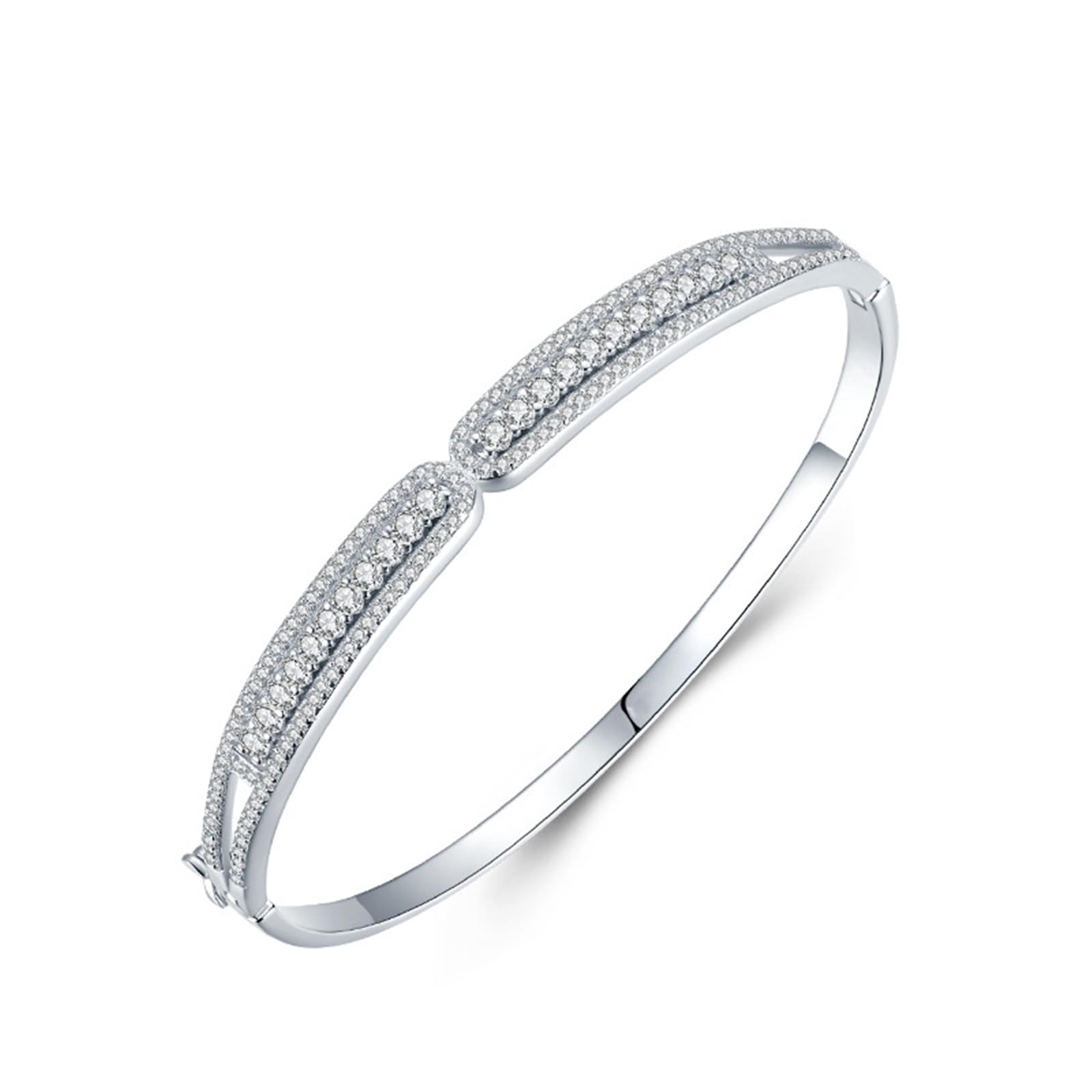 Elegancka błyszcząca bransoletka dla sióstr z moissanit, biała bransoletka dla niej Pavé Platyna, 9K/14K/18K białe złoto/Pt950