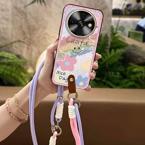 Phone Case Compatible with Oukitel C59/C59Pro, Back Cover TPU Cute Full wrap Anti-dust Necklace Silicone Shockproof Cartoon Diag