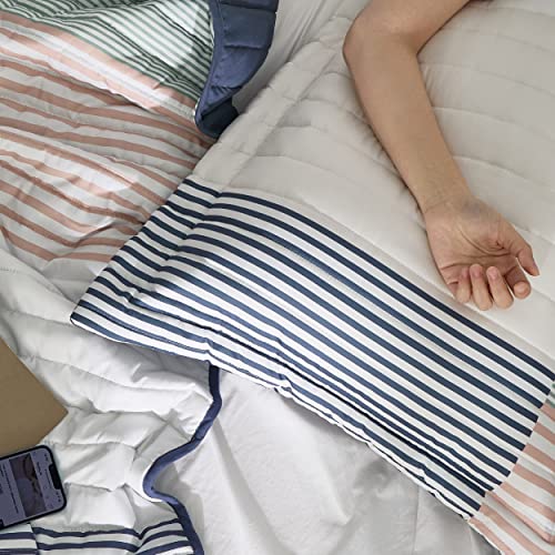 Bedsure Patchwork Quilt Set Queen - Reversible Summer Lightweight Bedspread Coverlet Set, 3 Pieces Microfiber Geometric Printed Navy Quilt Bedding Set With 2 Pillow Shams For All Seasons (90"X96") #TOP4