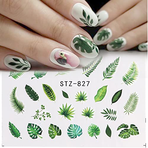 Diduikalor 6 Sheets Leaves Nail Stickers Decals Summer For Nail Decoration 3D Green Plants Tropical Leaf Self-Adhesive Designs Stickers For Manicure Diy Nails Art Supplies Accessories #TOP6