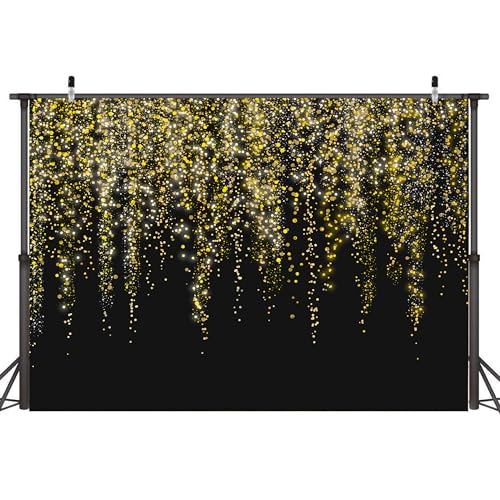 Black and Gold Backdrop 10 x 8 ft Golden Glitter Photography Background Polyester Fabric Banner Sparkle Sequin Bokeh Portrait Picture Props for Happy Birthday Disco Glow Graduation Party Decoration by Art_Angels - Used condition - Image 7