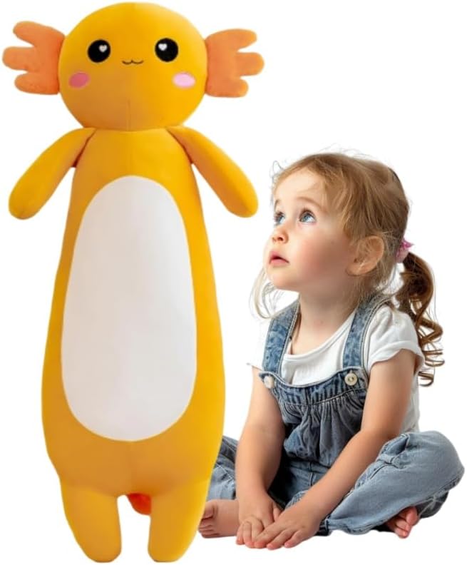 Juguete de peluche de ajolote súper suave, bonita almohada de peluche de salamandra, almohada larga de felpa suave de ajolote, regalos de peluche