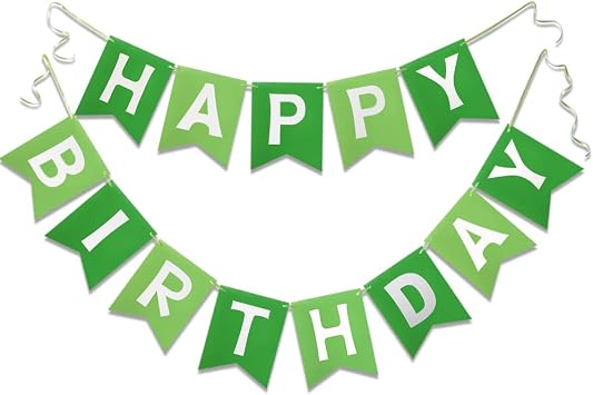 Letjolt Green Happy Birthday Banner Green Garland 13pcs | Theme Birthday Party Bunting Supplies Signs for Birthday Garland Nursery Hanging Decoration