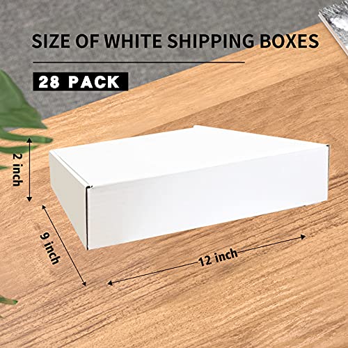 SNOGSWOG 28 Pack 12x9x2 inches Shipping Boxes, White Corrugated Cardboard Box Literature Mailer - Thumbnail 2
