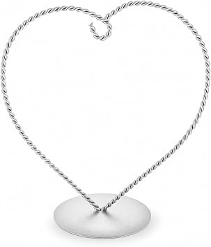 Heart-Shaped Twisted Silver Metal Ornament Display Stand 6.2 Inches