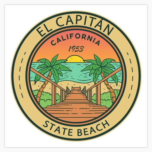 El Capitan State Beach California Circle Badge Window Water Bottle Bumper Sticker Decal 5"