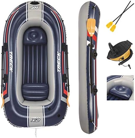 Hydro-Force Inflatable Boat Set - 3 - Person Raft Dinghy with Oars and Pump - Yellow, 2.55m x 1.27m x 41cm