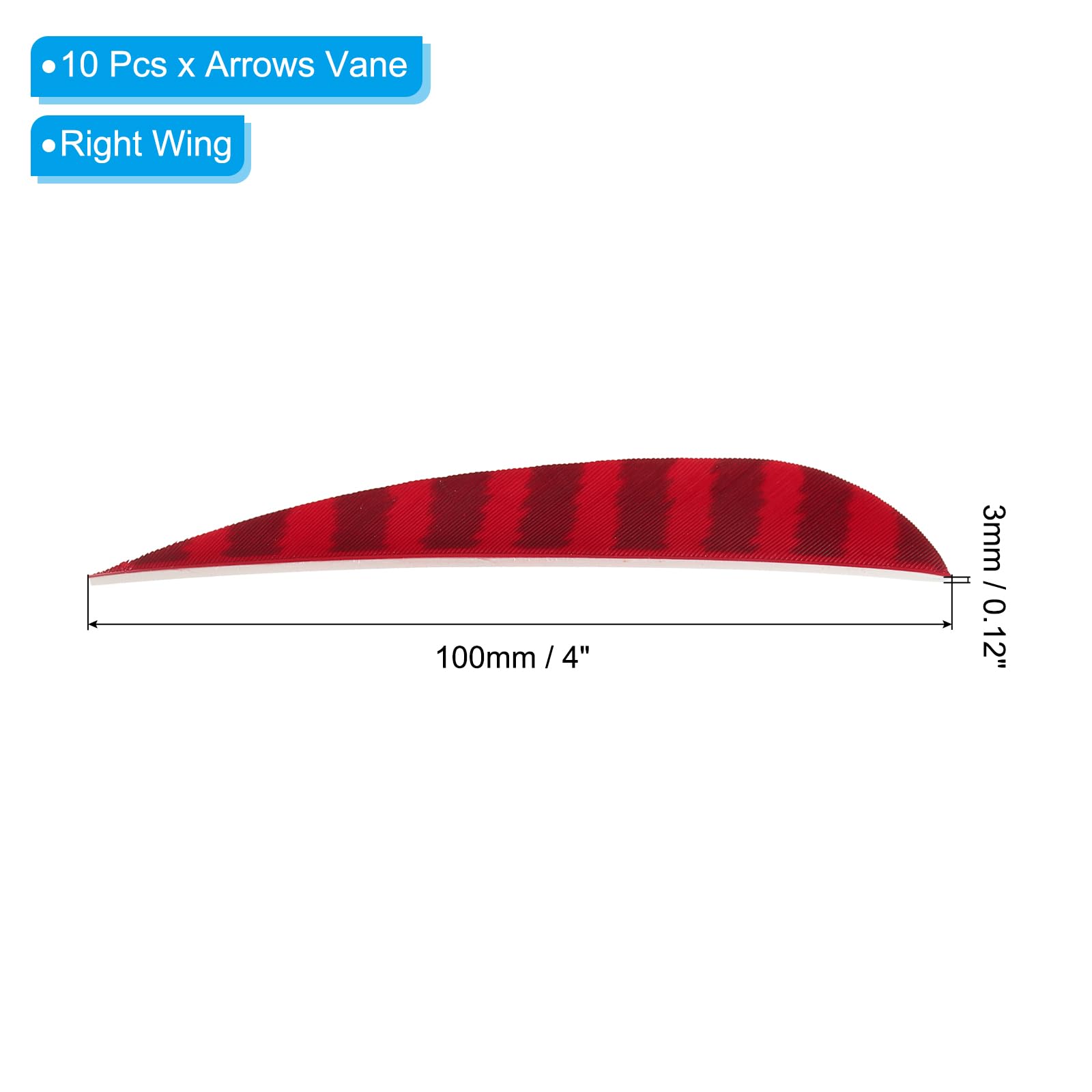 PATIKIL Shield Cut Vanes, 10 Pack 4 Inch Arrow Fletch Turkey Feather Fletch Right Wing Fletching for DIY Target Shooting Red - Image 2
