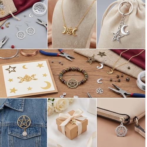 Sliverdew 70PCS Alloy Pentagram Moon Charms Pentacle Star Pendant by Sliverdew - Used condition - Image 4