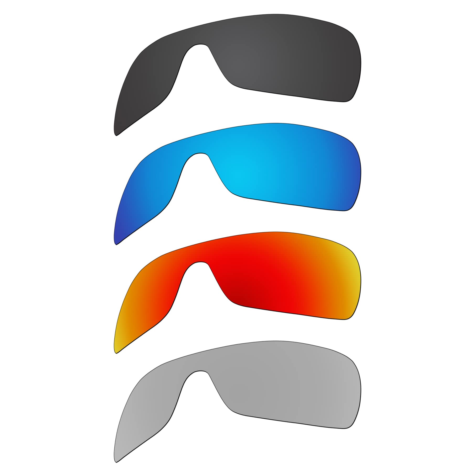 EZReplace Lentes de repuesto para gafas de sol Oakley Batwolf OO9101 (lentes polarizadas), se ajustan al marco Oakley Batwolf (negro carbón, azul hielo, rojo fuego, plateado metálico)