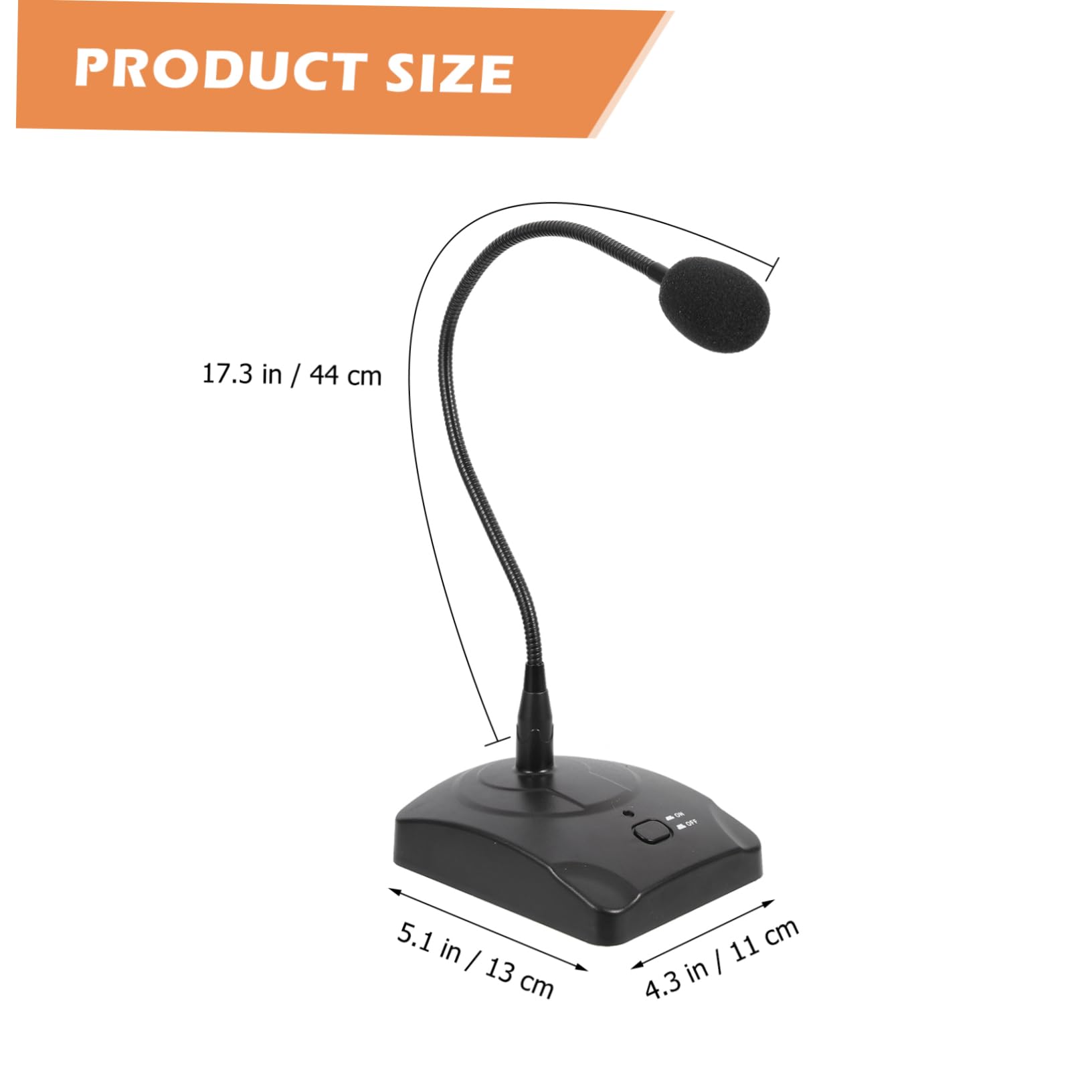 Micrófono de Cuello de Cisne para Computadora de Escritorio Negro | Base Pesada y Soportes de Goma Antideslizantes, Cable de 5m Conector 6, 35 Mono