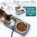 Beheizter Katzennapf für Haustiere im Freien – Doppelter Futternapf aus Edelstahl mit kaufester Schnur – vollständig wasserdichte Winter-Futterstation für Katzen und Hunde – je 575 ml