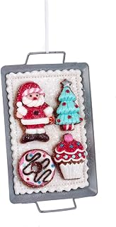 Kurt Adler Gingerbread Santa Tree Cookies With Metal Pan Ornament