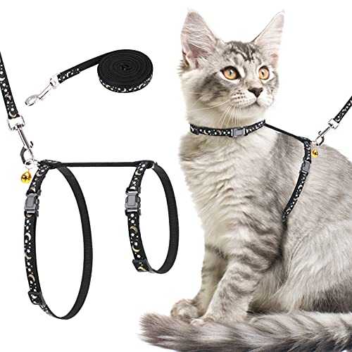 PAWCHIE Adjustable Cat Harness with Leash Set H-Shape Choke Free Cat Harness Escape-Proof Vest Harness with Stars and…