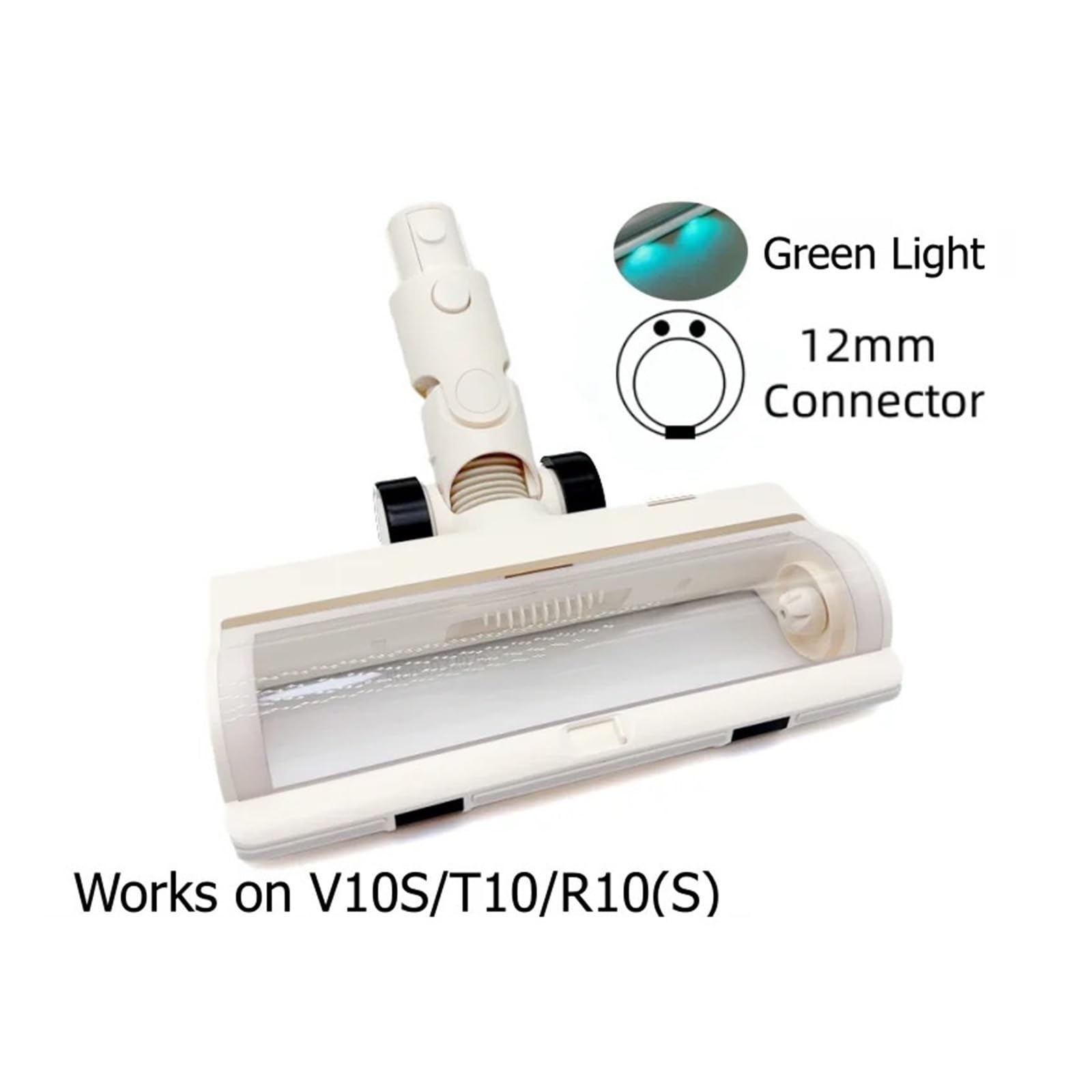 Elektryczna główka szczoteczki do wielu powierzchni z zielonym światłem LED, rolka z trzpieniem 12 mm, kompatybilna z Dreame V10S T10 R10 R10s(Brush Unit)