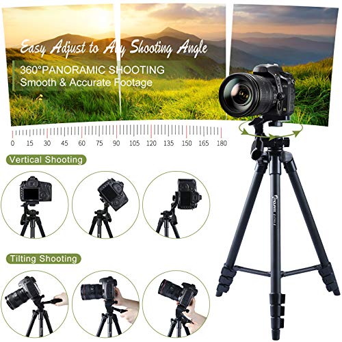 Endurax 53" Camera Tripod Lightweight Compatible With Nikon Canon, Dslr Cameras, Iphone, Ipad, With Universal Tablet & Cellphones Mount And Wireless Remote Shutter #TOP1