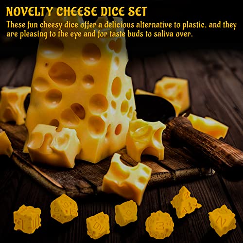 Dnd Cheese Dice 3D Printed 7Pcs Polyhedral Food Themed Dice Set Great For Dungeons And Dragons, Pathfinder, Tabletop Rpg, Mtg Game #TOP1