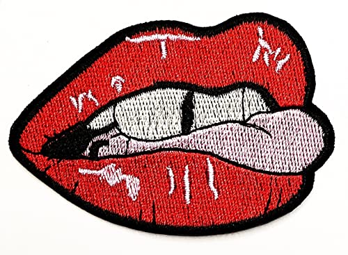 Red Mouth Sexy Lips Lick Embroidered Motif Applique Decoration Sew On Patches Clothes T-Shirt Jackets Hats Jeans Backpacks for Men Women Boys Girls