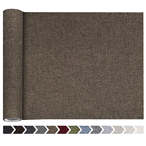Fine Linen Fabric Patches, Self-Adhesive, Extra Large 12x40 Inch, Multi Color, for Sofa & Furniture Repair (Light Brown)
