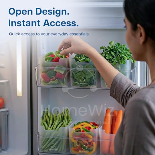 Image of HomeWiz Fridge Storage Containers 850ml x8 | Storage Container Set | Fridge Organiser Storage Boxes | Food Grade BPA-Free Plastic Containers |Stackable, Transparent, for Fruits, Vegetables & Leftovers